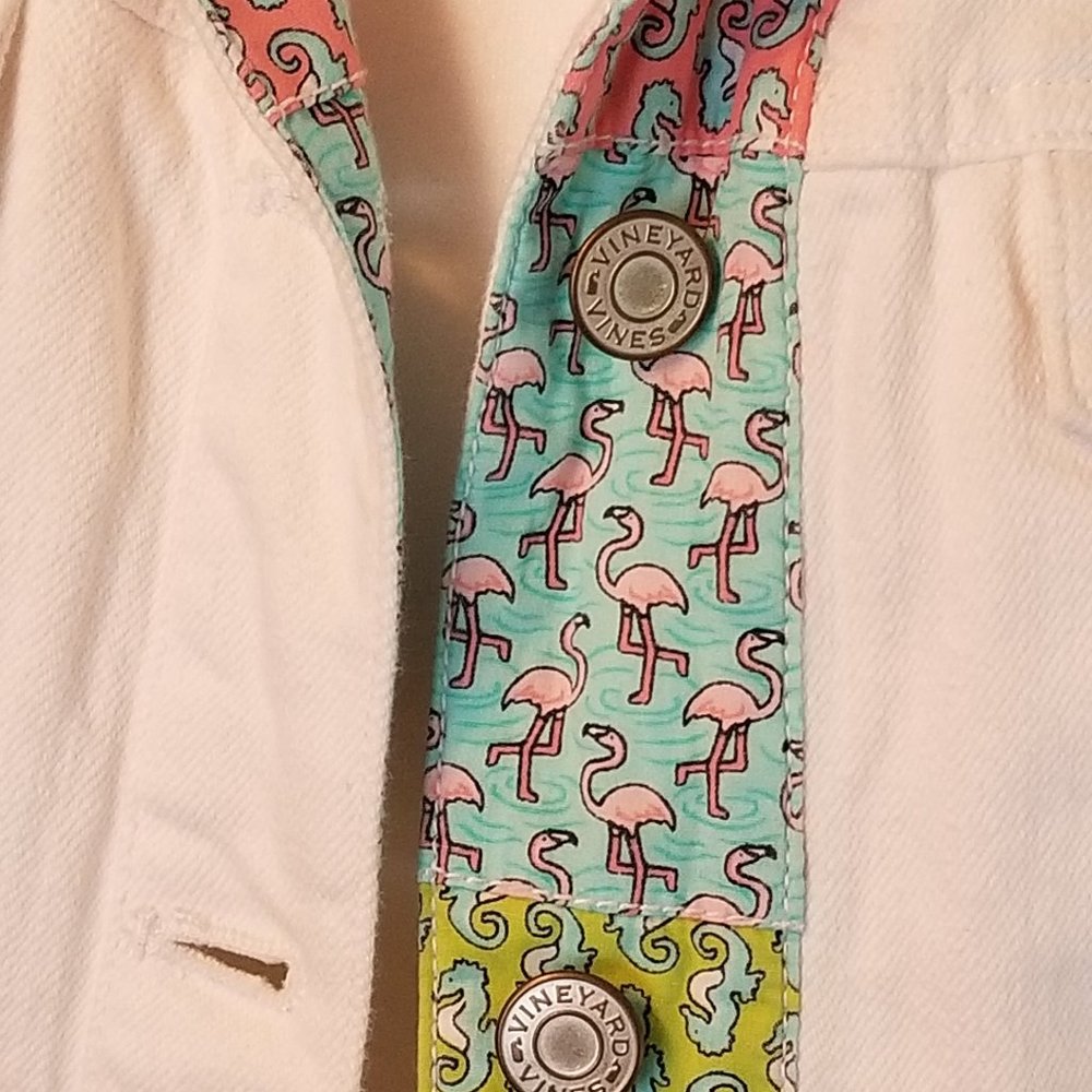 Vineyard Vines White Denim Jean Jacket Size Med - Picture 8 of 10